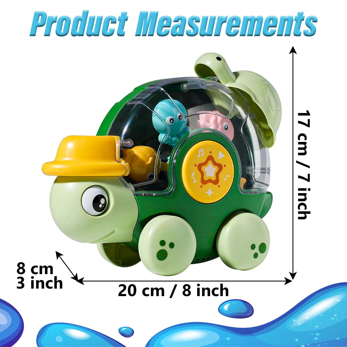 Xwin Sportseries Bath Toy Paddling Pool Water Play for Baby Shower Watering Turtle Rotating Sprinkler Water Toy for Boys & Girls Small Car Fun & Skills Toy for Toddlers Gift - Image 3