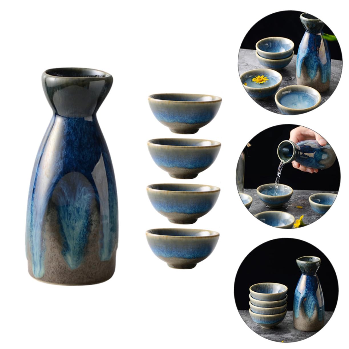 OUNONA 1Set Japanese Ceramic Sake Sake Pot Assorted Color Cups for Home Entertaining and Special Occasions Stylish Design