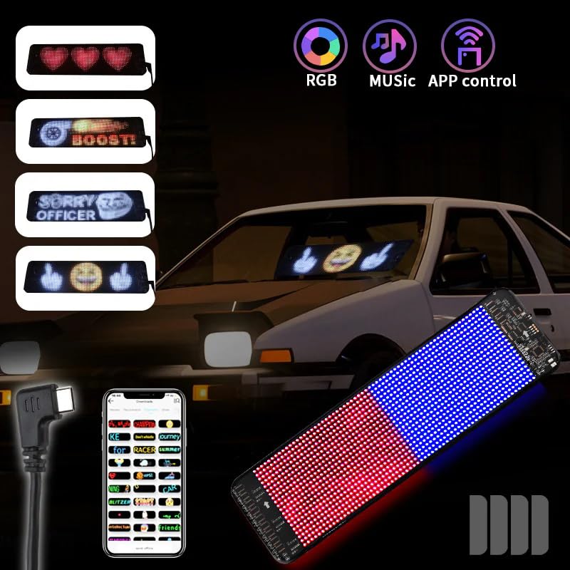 Image of ZADON Flexible LED Matrix Panel | Programmable Display Screen with App & Remote Control | Scrolling Text & Animation LED Board for Shop, Car & Advertising | Multiple Sizes (Medium- 37x9 Cm)