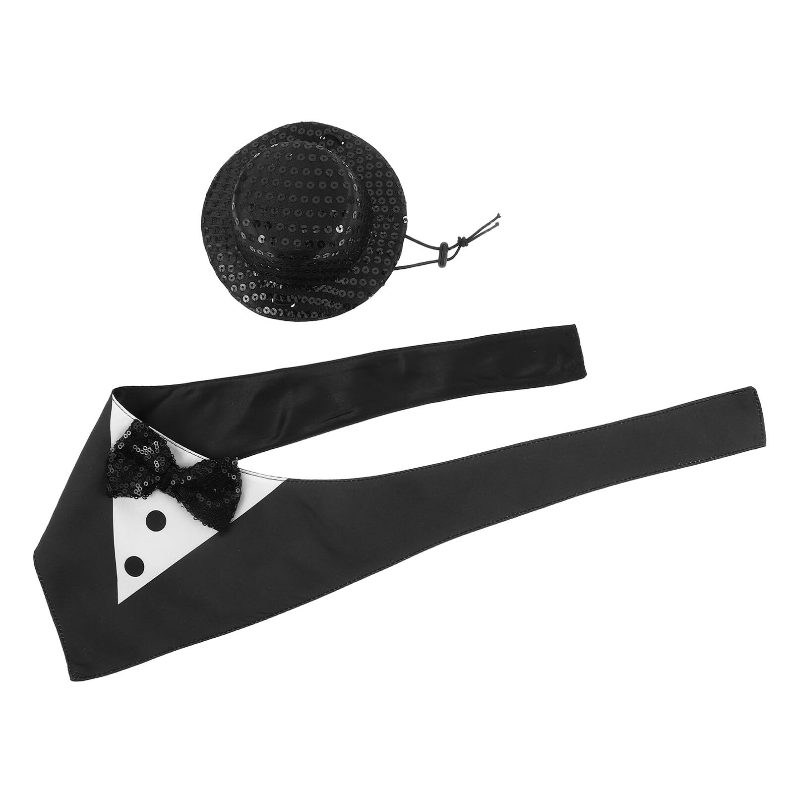Veemoon Smoking pour Animaux de Compagnie 2 Pièces M Noir Comprenant Chapeau et Bandana, Costume Habillé pour Chiens et Chats, Accessoires de Cérémonie pour Fêtes et Mariages