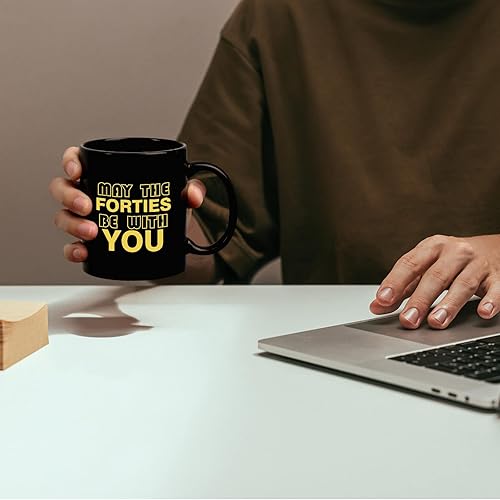 Miniatura 2 de Cabtnca Taza de café con texto en inglés "May The Forties Be With You", regalos de 40 años para hombres, taza de cumpleaños 40, regalos de