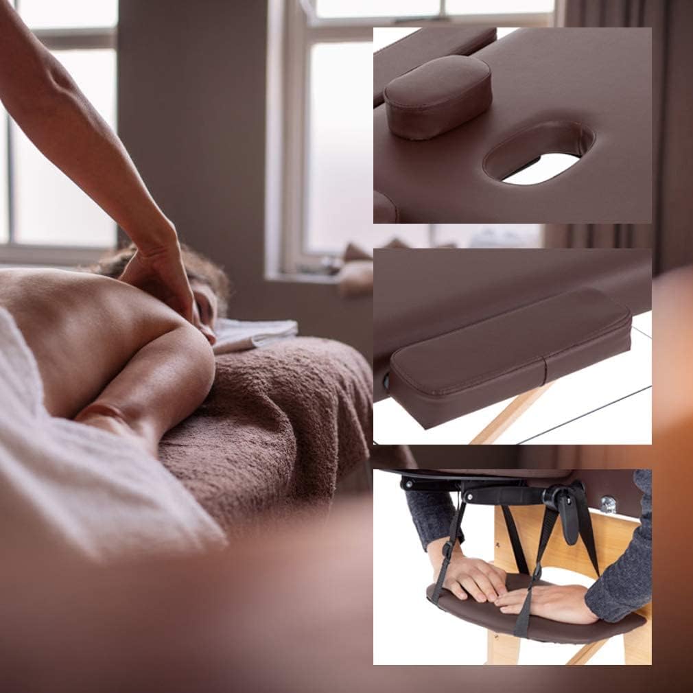 Massage Table Portable Massage Bed Spa Bed 84 Inch 2 Folding Height Adjustable Professional Portable Folding Massage Table, Spa Table Facial Cradle Salon Bed Tattoo Bed, PU Leather (2-Fold Burgundy)