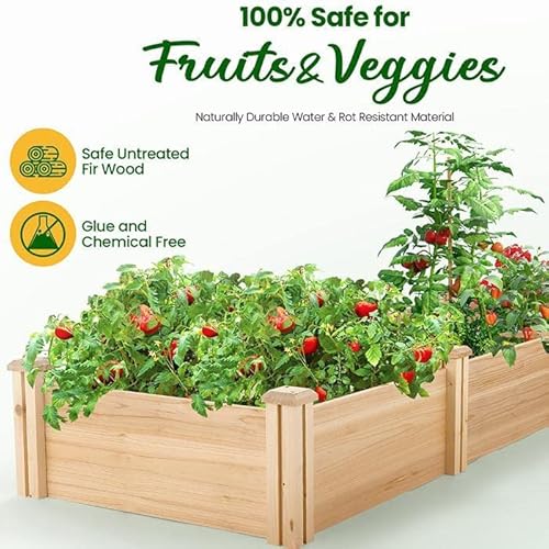 Sejov Raised Garden Beds Outdoor 8X2 Ft Raised Garden Bed Wood Raised Bed Planter Box Kit Diy Planting Bed For Vegetables/Flowers/Fruits/Herbs/Yard Gardening Or Patio Outdoor, Natural Wood #TOP5