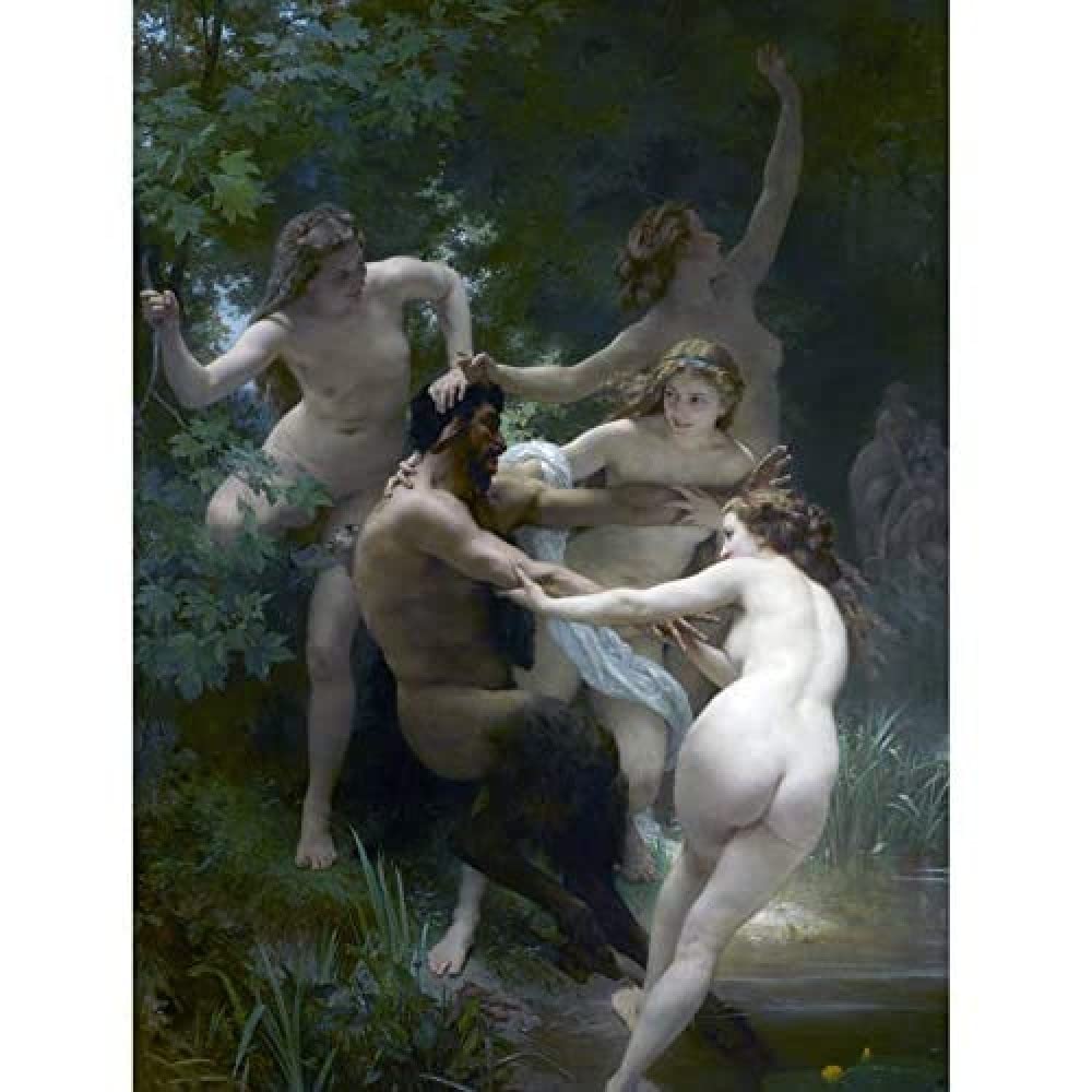 Artery8 William Adolphe Bouguereau Nymphs Satyr Painting Unframed Wall Art Print Poster Home Decor Premium