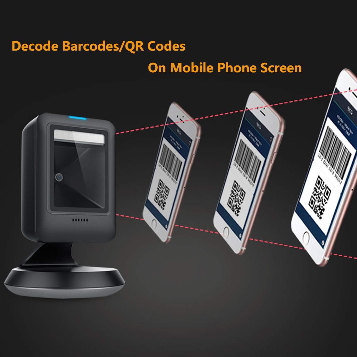 Omnidirectional 1D Barcode Scanner,Desktop 2D QR Code Reader, Automatic Scanning Type for Retails POS System HC-404 Model