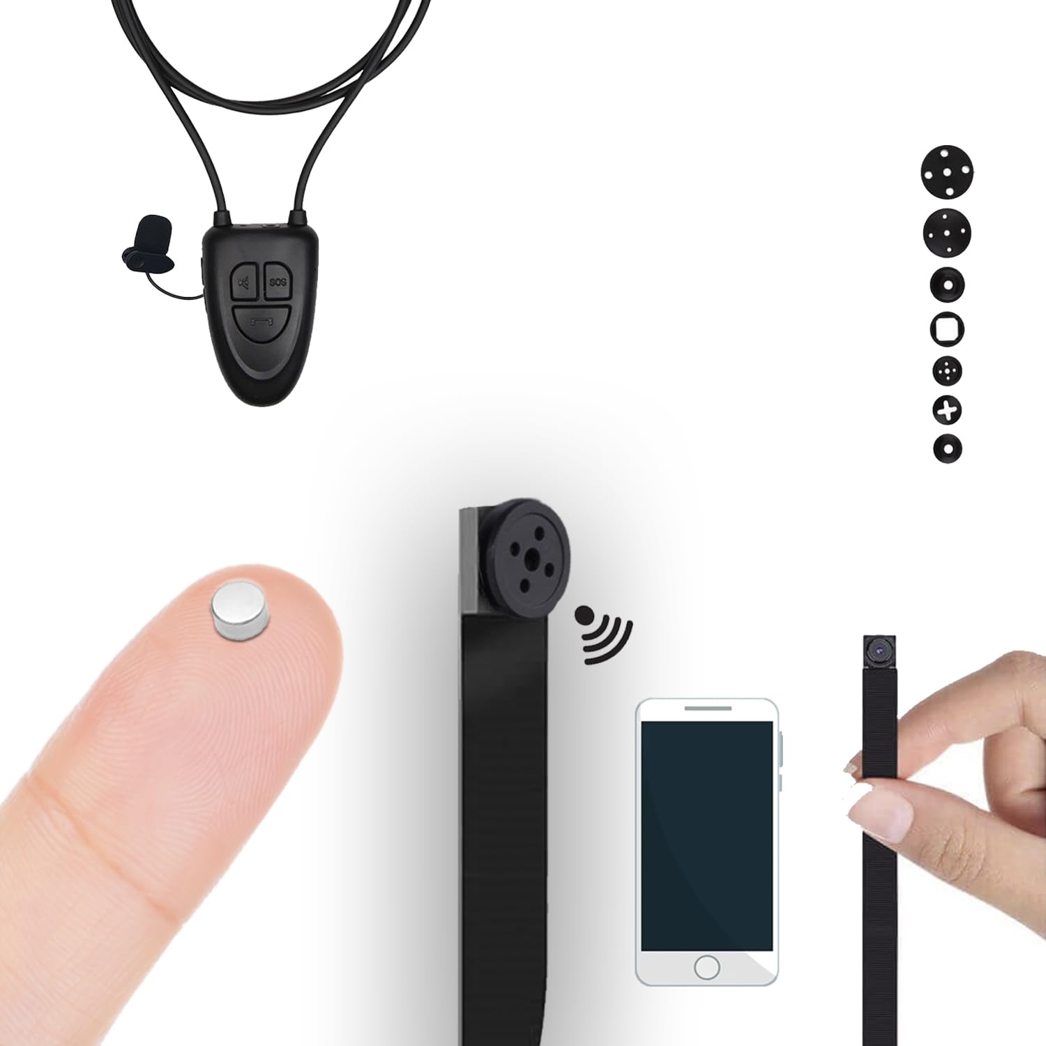 Kit Completo Mini Camara Espia Boton con Auricular Espia Invisible Inalambrico V4 - Copiar Examen - WiFi HD 1080p Real. Auriculares Invisibles. (Pinganillo MicroNano)