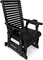 Vista 12 de Fortune Candy - Banco de madera para patio con balancín para una persona, con respaldo alto y asiento profundo contorneado, madera de abeto maciza