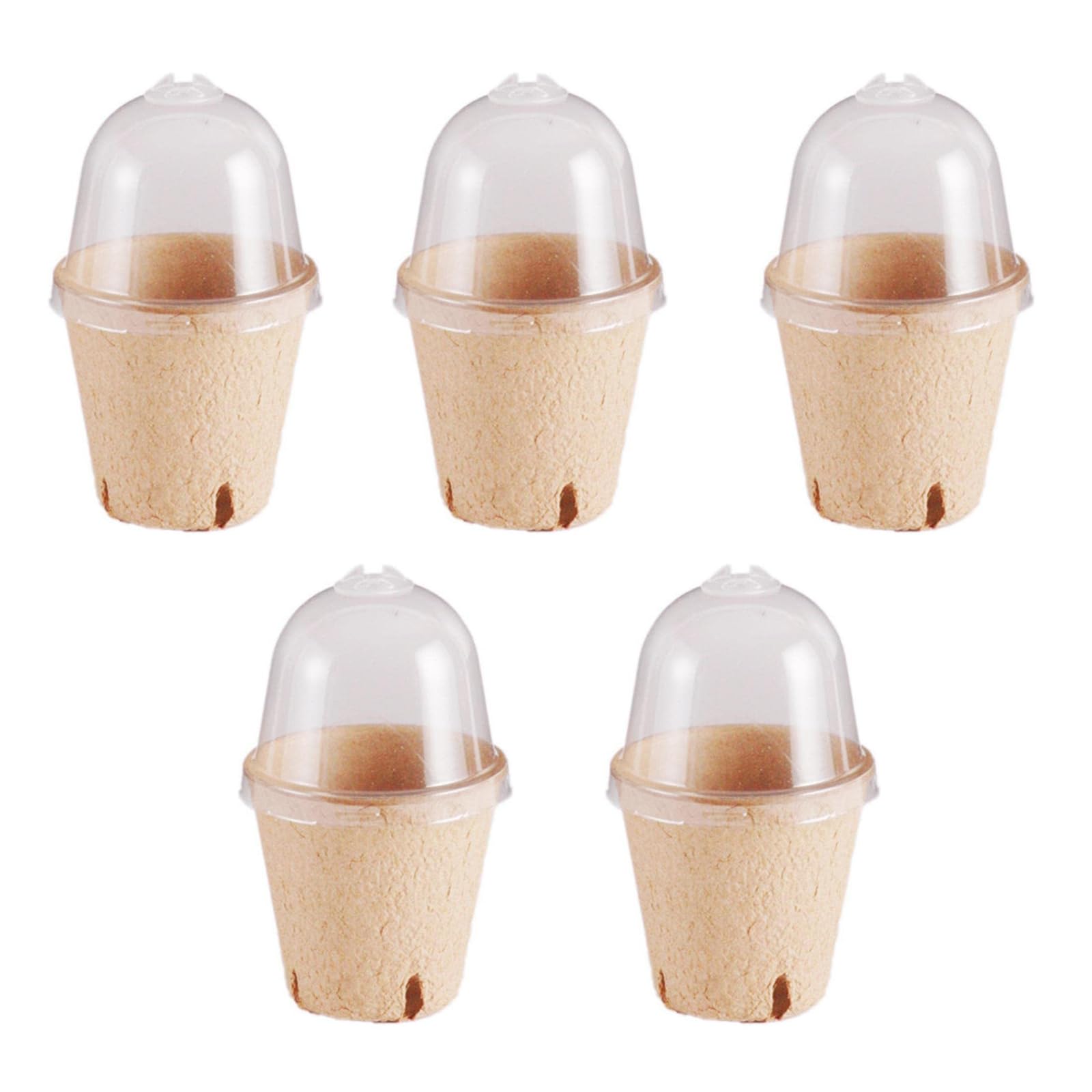 5Pieces Seeding Starter Pots for Planting Square Biodegradation Nursery Pots with Humidity Dome Peat Pots for Seedling