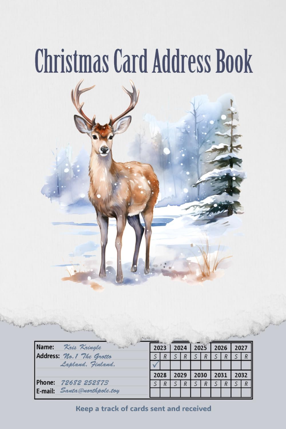 Christmas Card Address Book: Winter Deer | Record, Send and Received for upto 10 Years | 624 Addresses