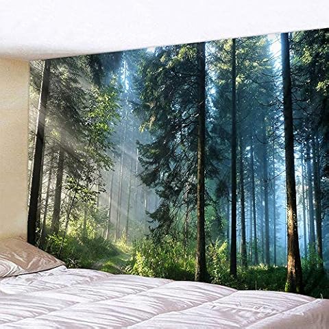 Naturer Wald Wandteppich 180x230 Baum Sonnenaufgang Tapestry Landschaft Dschungel Wandbehang Tapisserie Cover