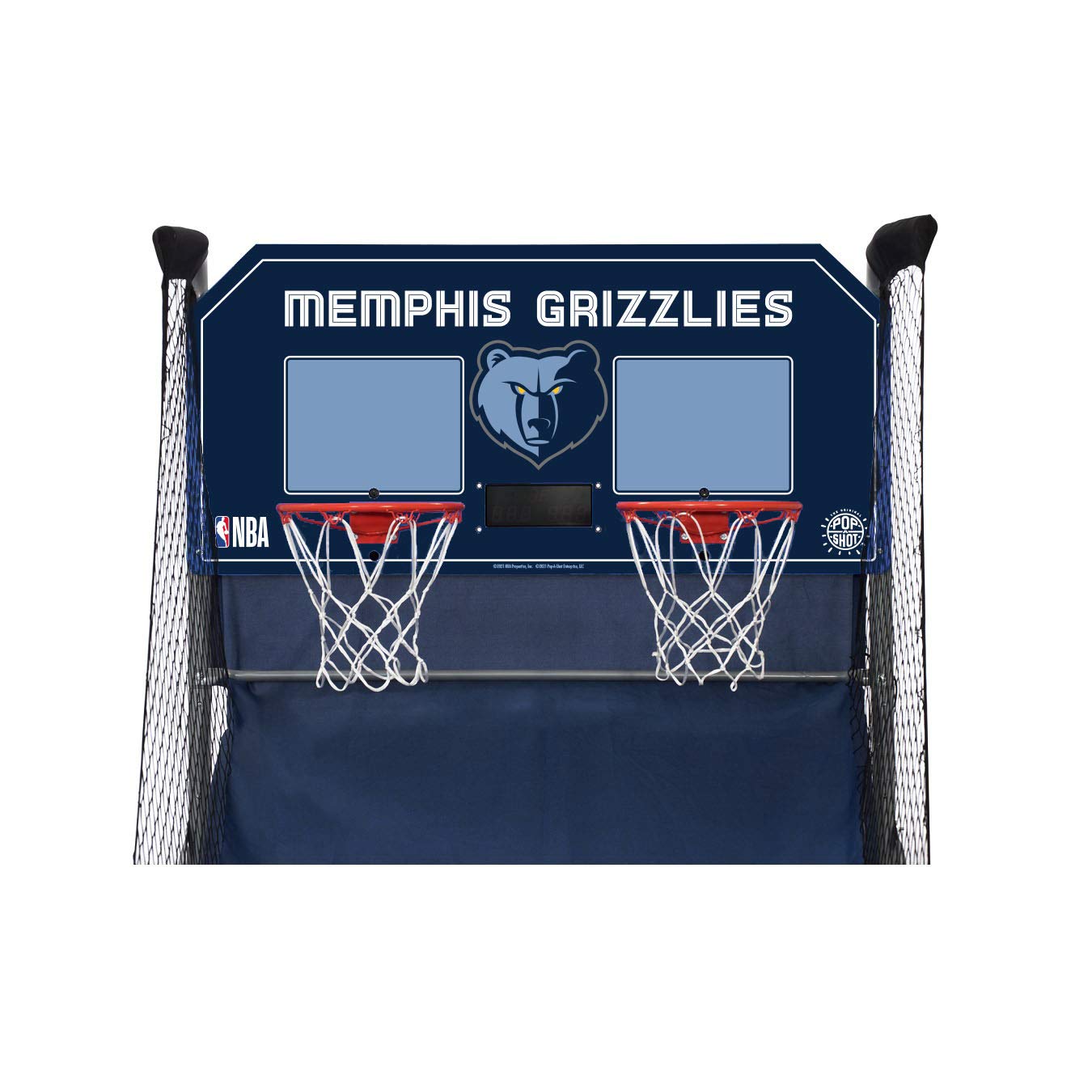 Pop-A-Shot - Home Dual Shot with Memphis Grizzlies NBA Graphics l Sensor Scoring l 16 Game Modes l 7 Balls l Foldable Storage l for All NBA Fans