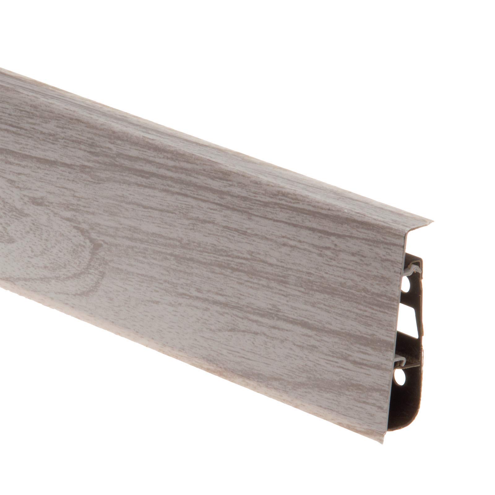 PVC 2.5m SKIRTING BOARD Cable cover Flexible edges floor-wall cover gap TMW Profiles (PVC Left and right end caps, 78 LIGH GRAY OAK)