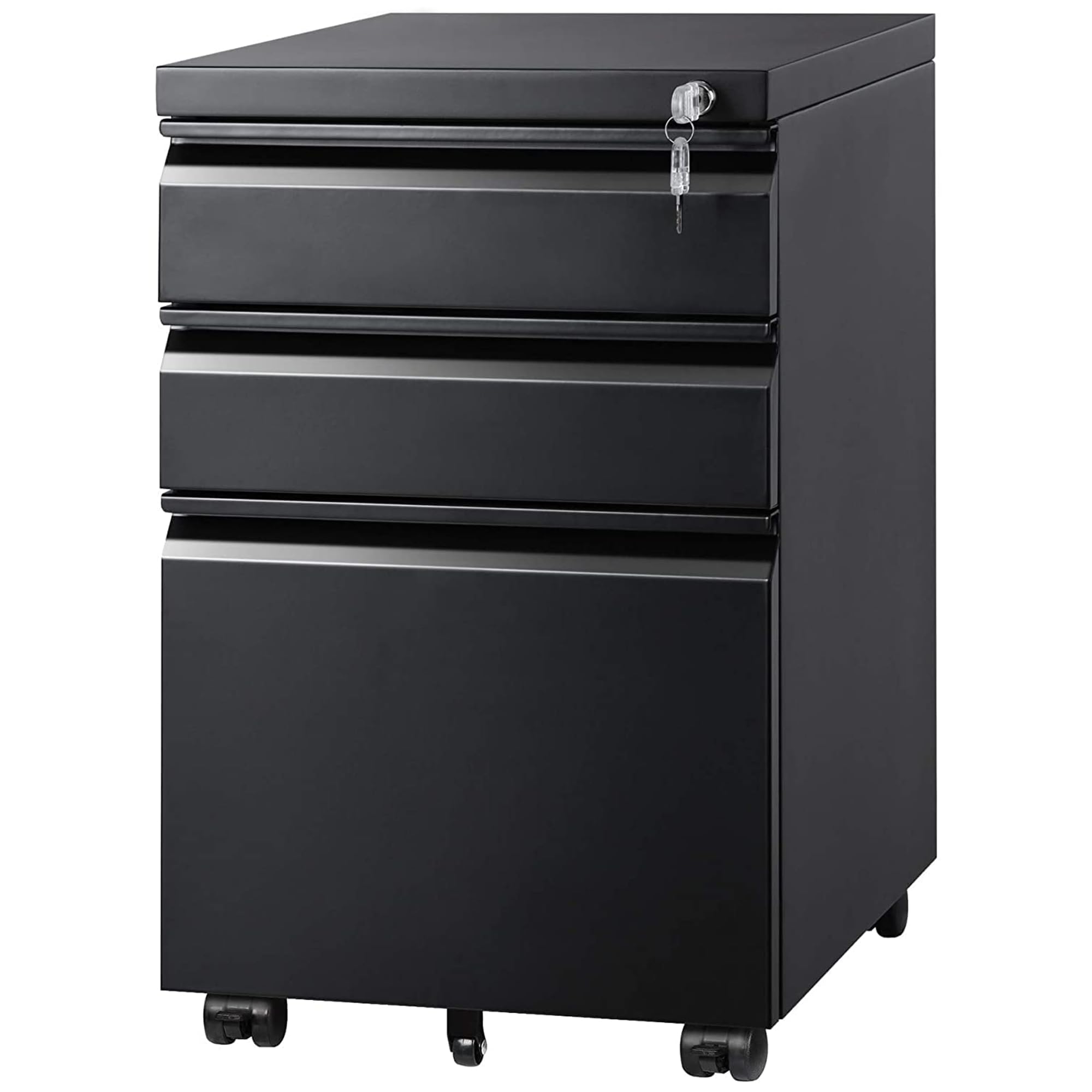 DEVAISE 3 Drawer Mobile File Cabinet Under Desk Office, Fully Assembled Except Casters, Letter/Legal Size, Black