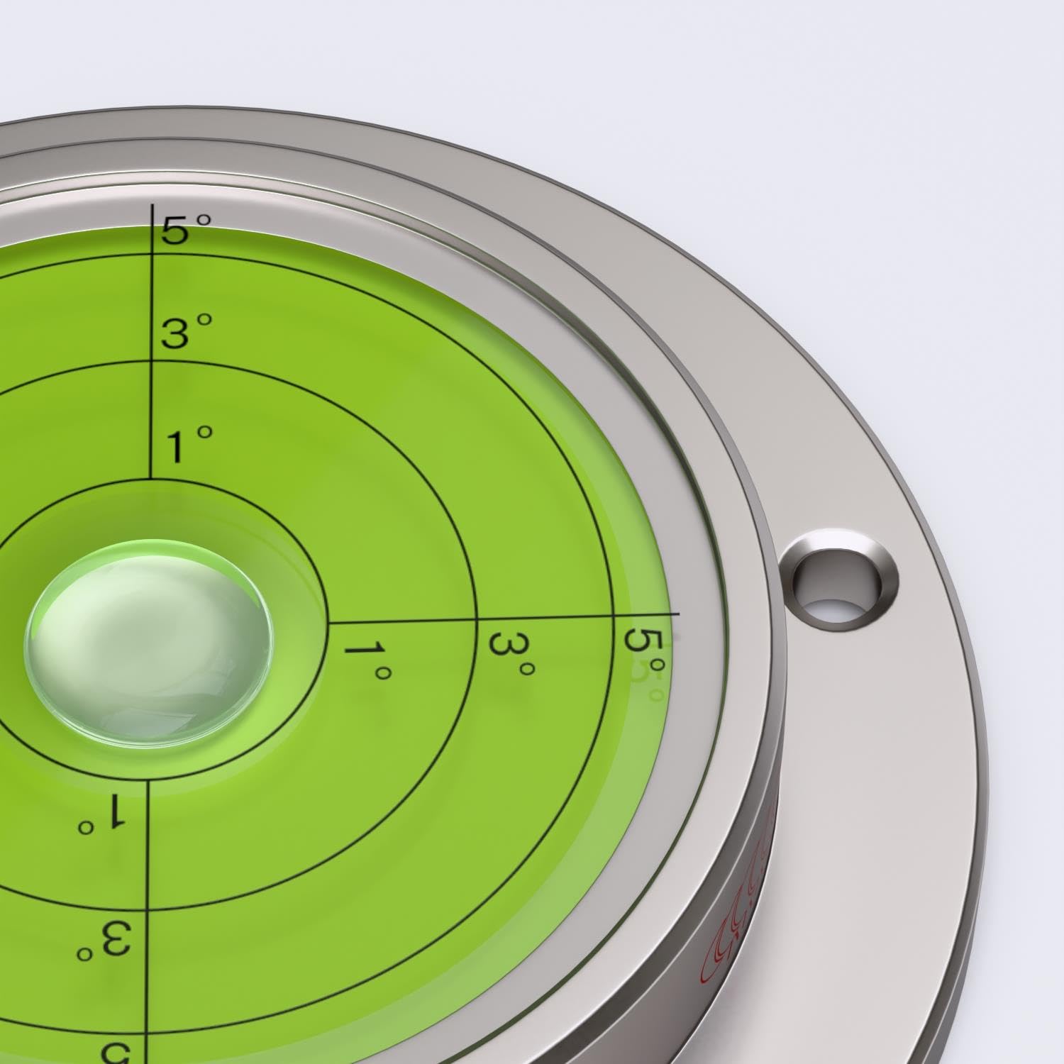 Nivel de burbuja circular metálico con brida, verde, diámetro 100mm | Nivel de burbuja circular metálico para montaje con tornillos, comprueba dos direcciones a la vez en maquinaria y equipos