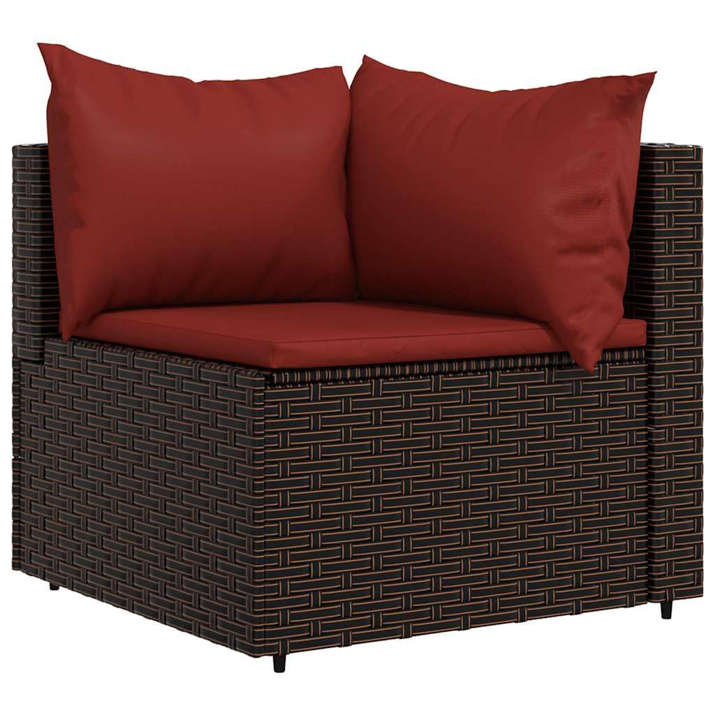 Modułowa sofa narożna z 2 poduszkami, odporny na warunki atmosferyczne rattan PE, malowana proszkowo rama stalowa, do 110 kg na jedno siedzenie, idealna do relaksu na zewnątrz