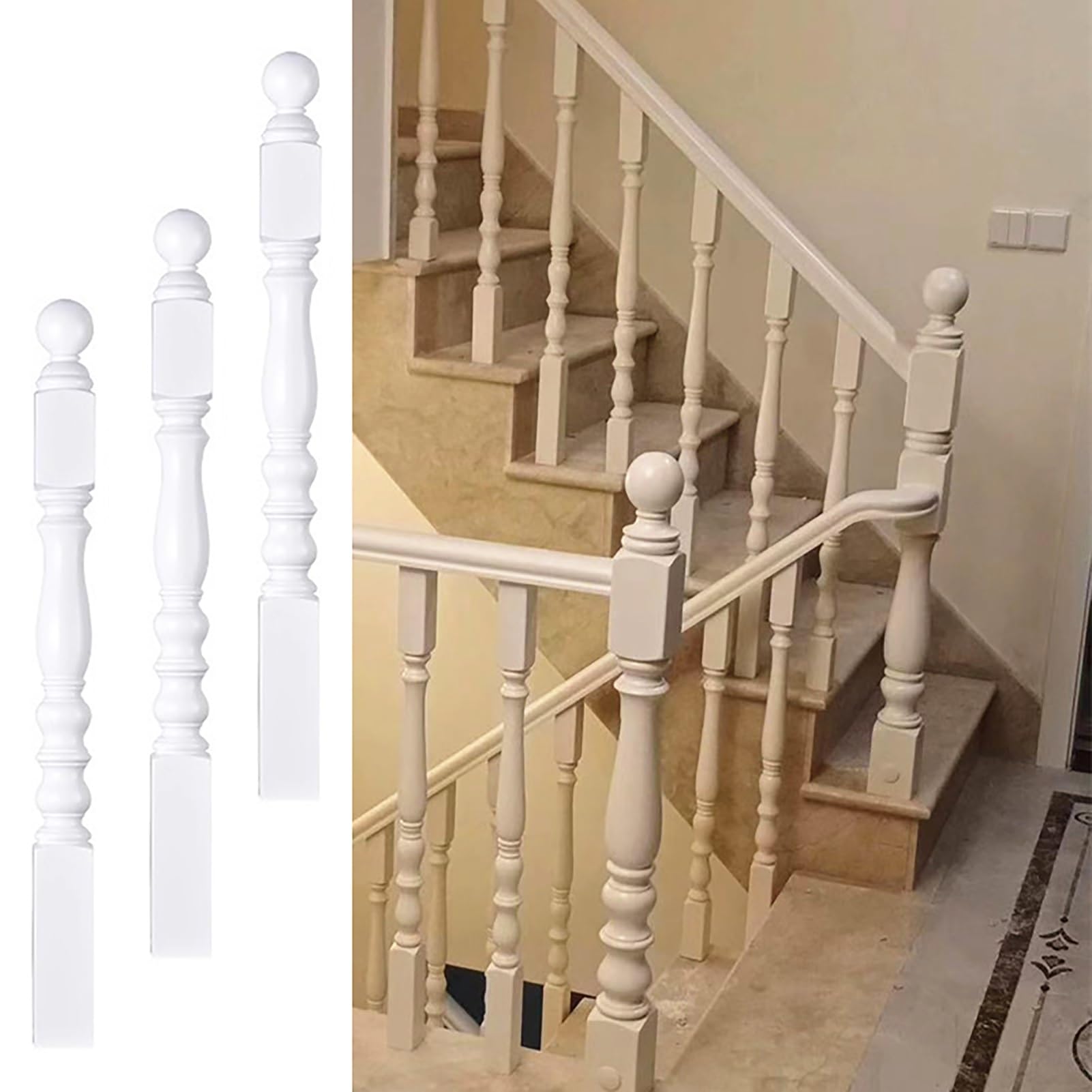 Stair spindles, Indoor Stair Railing Newel Post, Wooden Balusters for Staircase