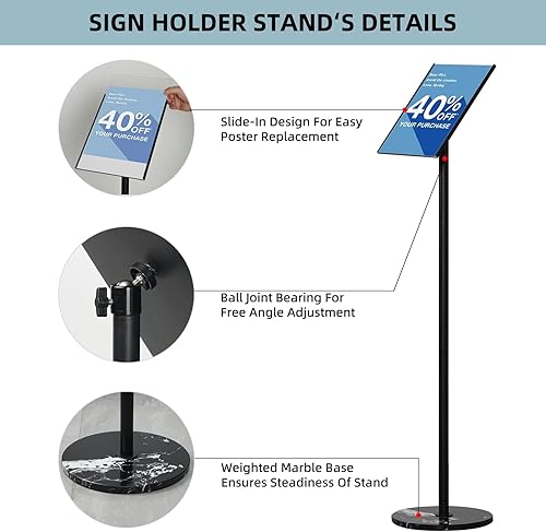 Miniatura 3 de HANPIU Soporte para letreros de 8.5 x 11 pulgadas, soporte giratorio para letreros de exhibición, soporte para promociones de supermercados de