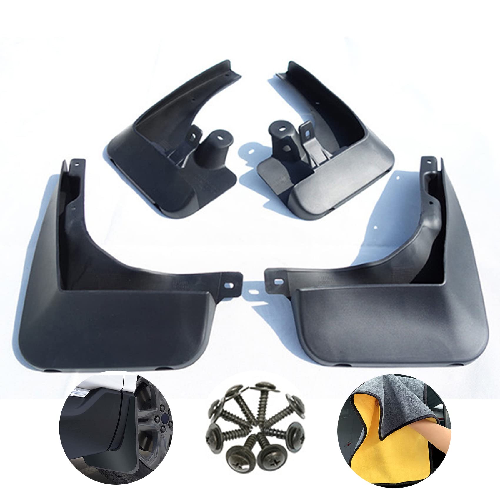 4 Pezzi Auto Paraspruzzi Set Compatibile per B-MW 5 Series F10 F11 2011-2017 Anteriori Posteriori Parafanghi Kit Parafango Auto Accessorio Protettivo Decorativo con Viti di Montaggio