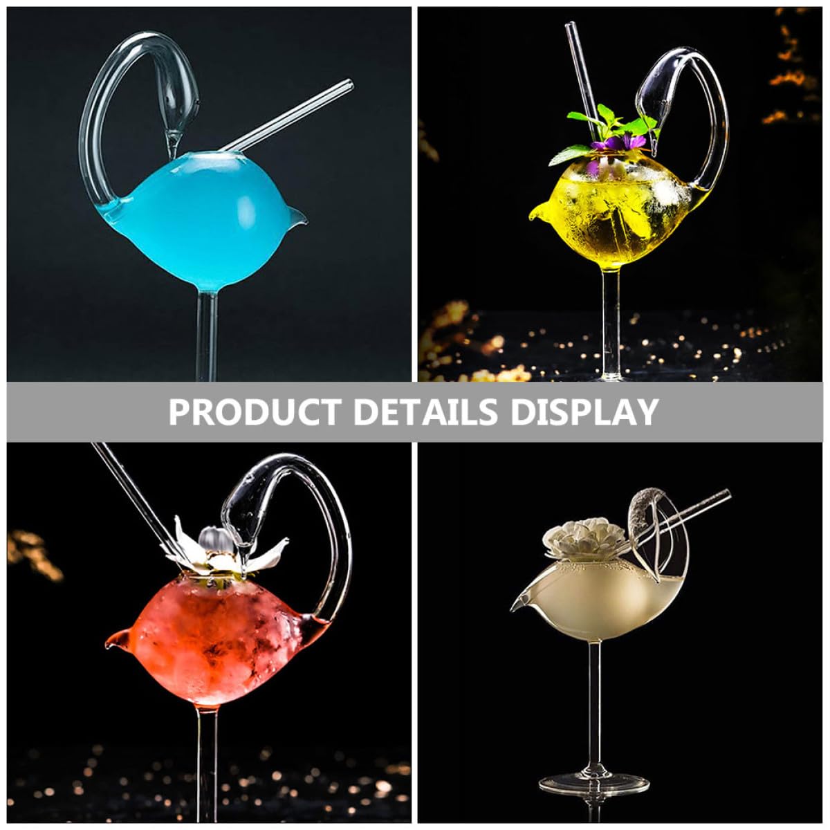 Cabilock 2 piezas Vasos de Cóctel Forma de Cisne Diseño Copa Delicada para Whisky y Fiesta Casa Bar Elegante Resistente Transparente
