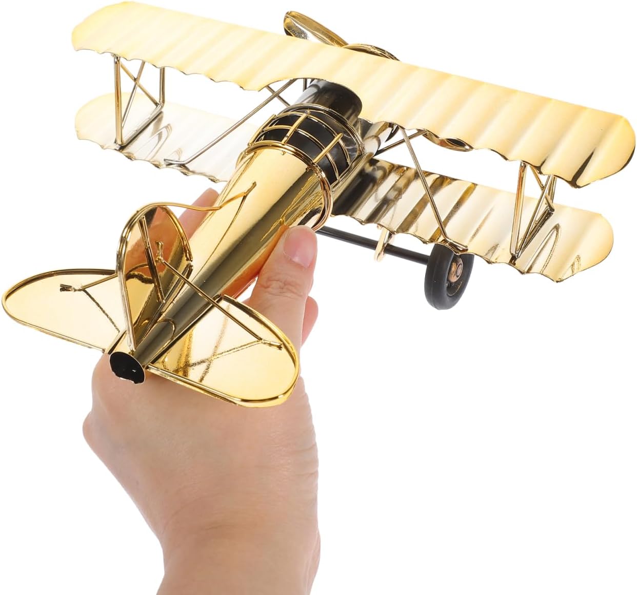 Zerodeko Vintage Metal Airplane Ornament Retro Aircraft Model Decorative Plane for Home Office Desktop Photo Prop 8.38X7.28X3.93In