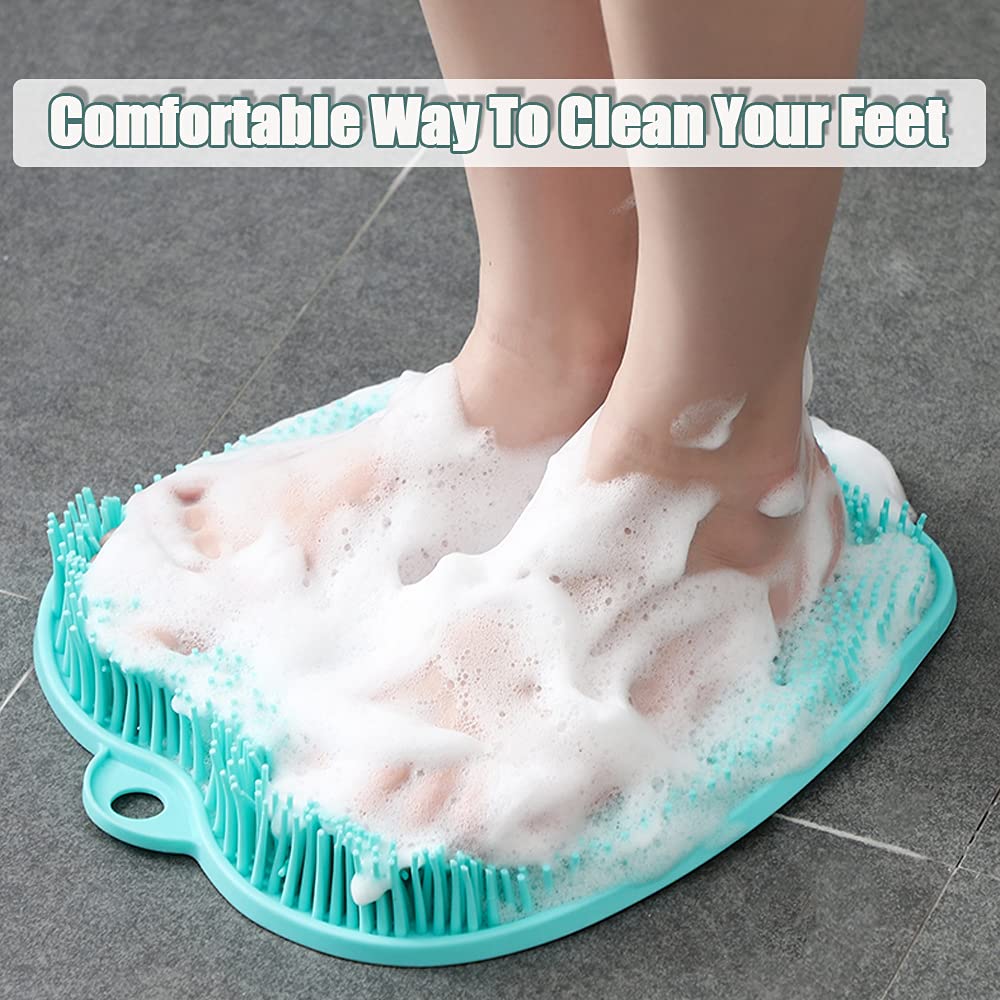 mwellewm Shower Foot Scrubber Massager Cleaner,Acupressure Mat With Non-Slip Suction Cups,Improve Circulation,Exfoliation,Acupressure Massage Mat,Foot Cleanerand Reduce Feet Pain