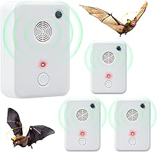 Ultrasonic Bat Repellent for Attic Porch House, Bat Deterrent Devices Outdoor Indoor, Electronic Plug in Bats Keep Away Reject Repelling System Removal Device for House, Human and Pet Safe (4)