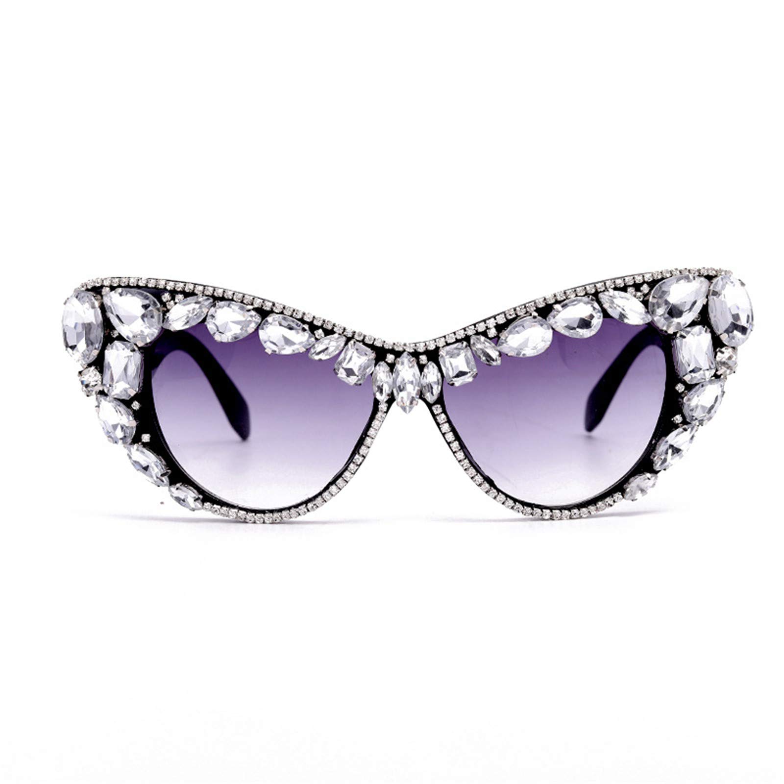 willochra Oversized Diamond Sunglasses Women Rhinestone Cat Eye Sunglasses Vintage Men bling party sunglasses Eyewear (C2)