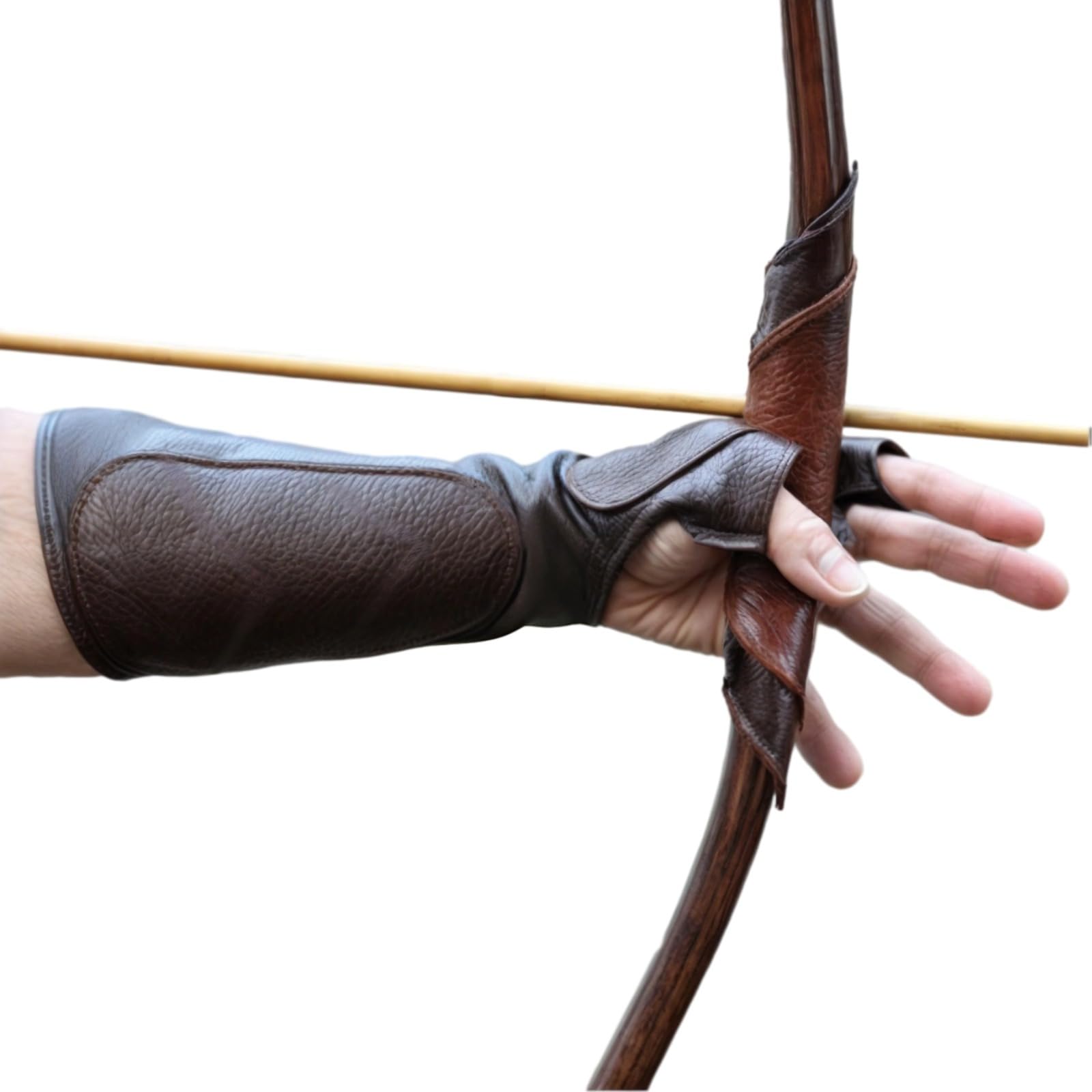 Archery Arm Guard PU Leather, Adjustable Forearm Protection, Comfortable For Practice, Hunting, And Competitions