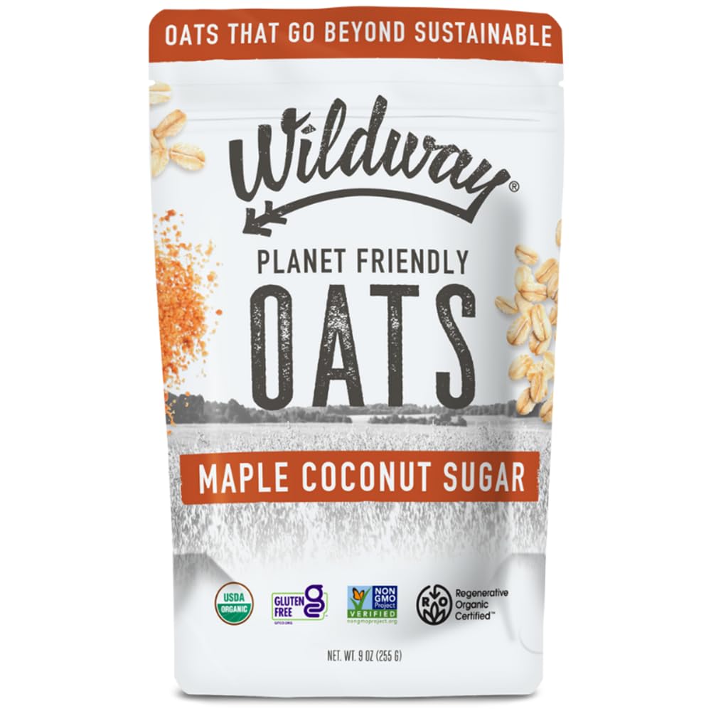 Organic Rolled Oats, Overnight Oats | Glyphosate-Free, Gluten-Free Oatmeal | Non-GMO, Plant-Based Protein | Regenerative, Sustainable, Traceable Organic Oats | Maple Coconut | 9 Oz