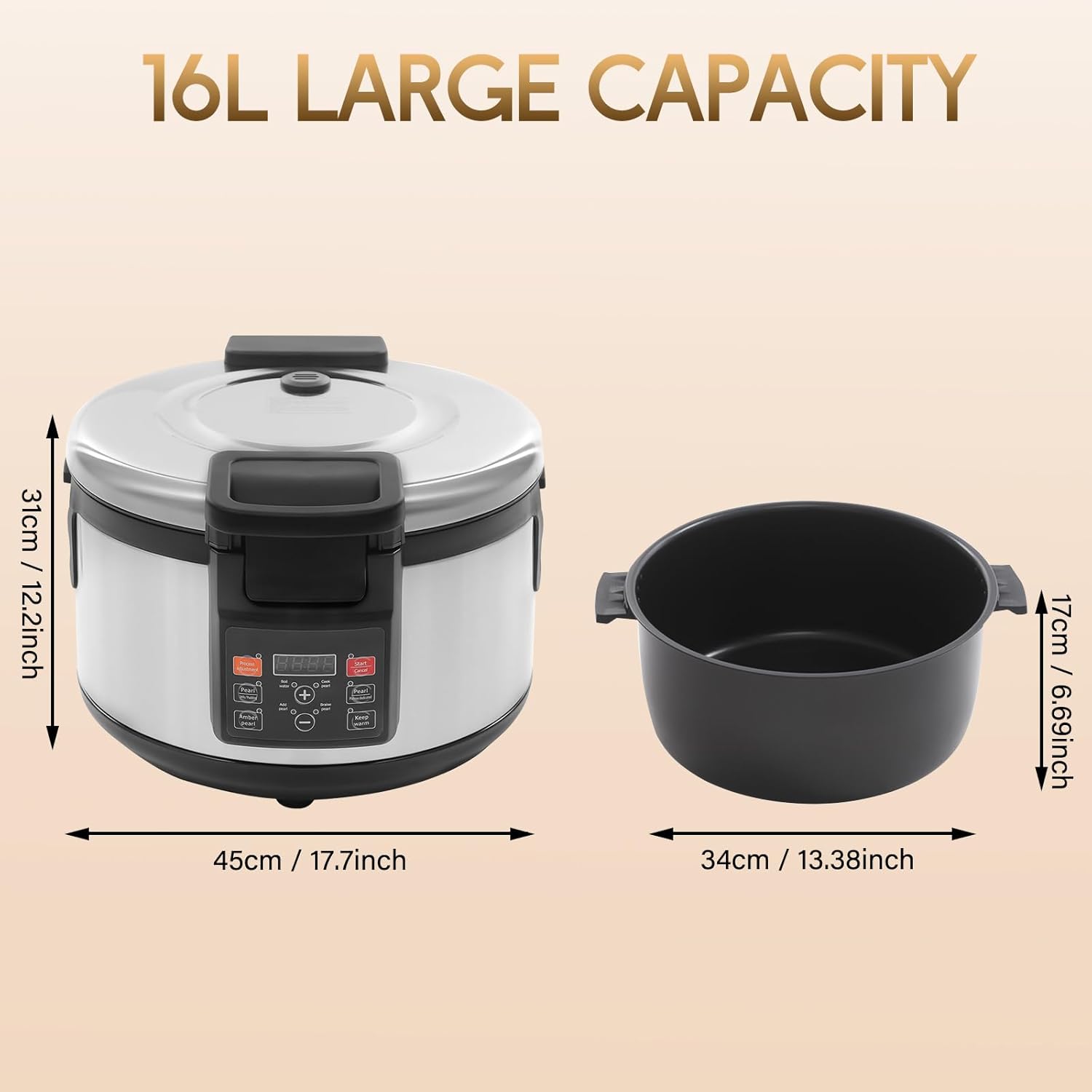 16L Boba Cooker Boba Maker Machine, Commercial Pearl Maker for Bubble Tea with Soup & Mesh Strainer, Automatic Tapioca Pearls Cooker for Restaurants, Milk Tea Stores, Dessert Stores, Lounge Bars