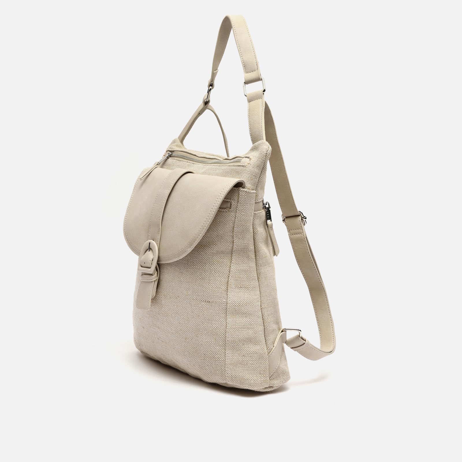 MISAKO Alanu mochila antirrobo efecto rafia Mujer - Alanu Beige 36x11x28cm