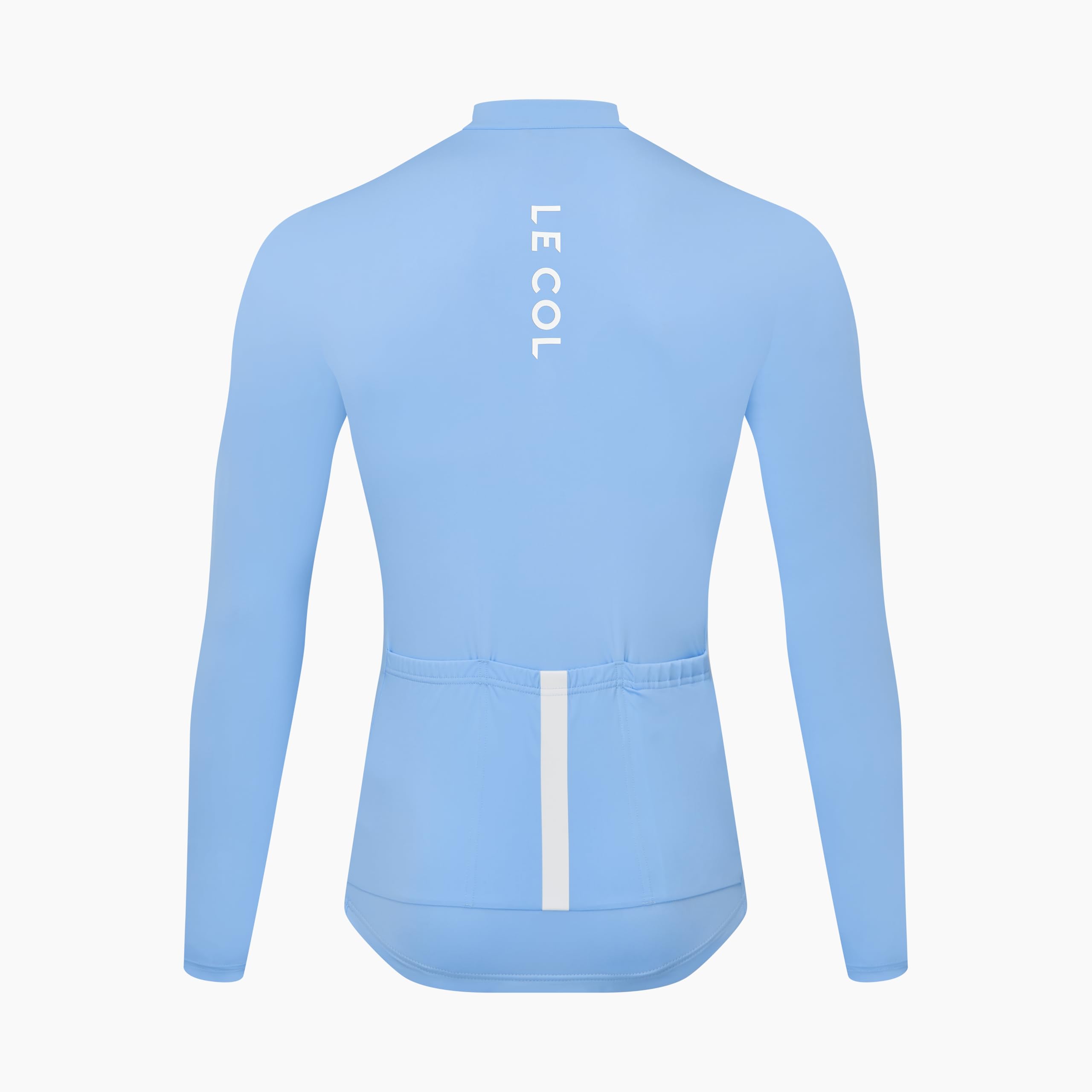 LE COL Men’s Pro Long Sleeve Jersey | Breathable Cycling Shirt | Rear Pockets, Force Lycra Construction, Zip Closure (US, Alpha, Medium, Regular, Powder Blue)