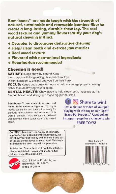 Miniatura 9 de SPOT by Ethical Products  Bambone Wishbone Bacon & Chicken Paquete de 2  Juguete duradero para masticar perros sin ocultar para masticadores