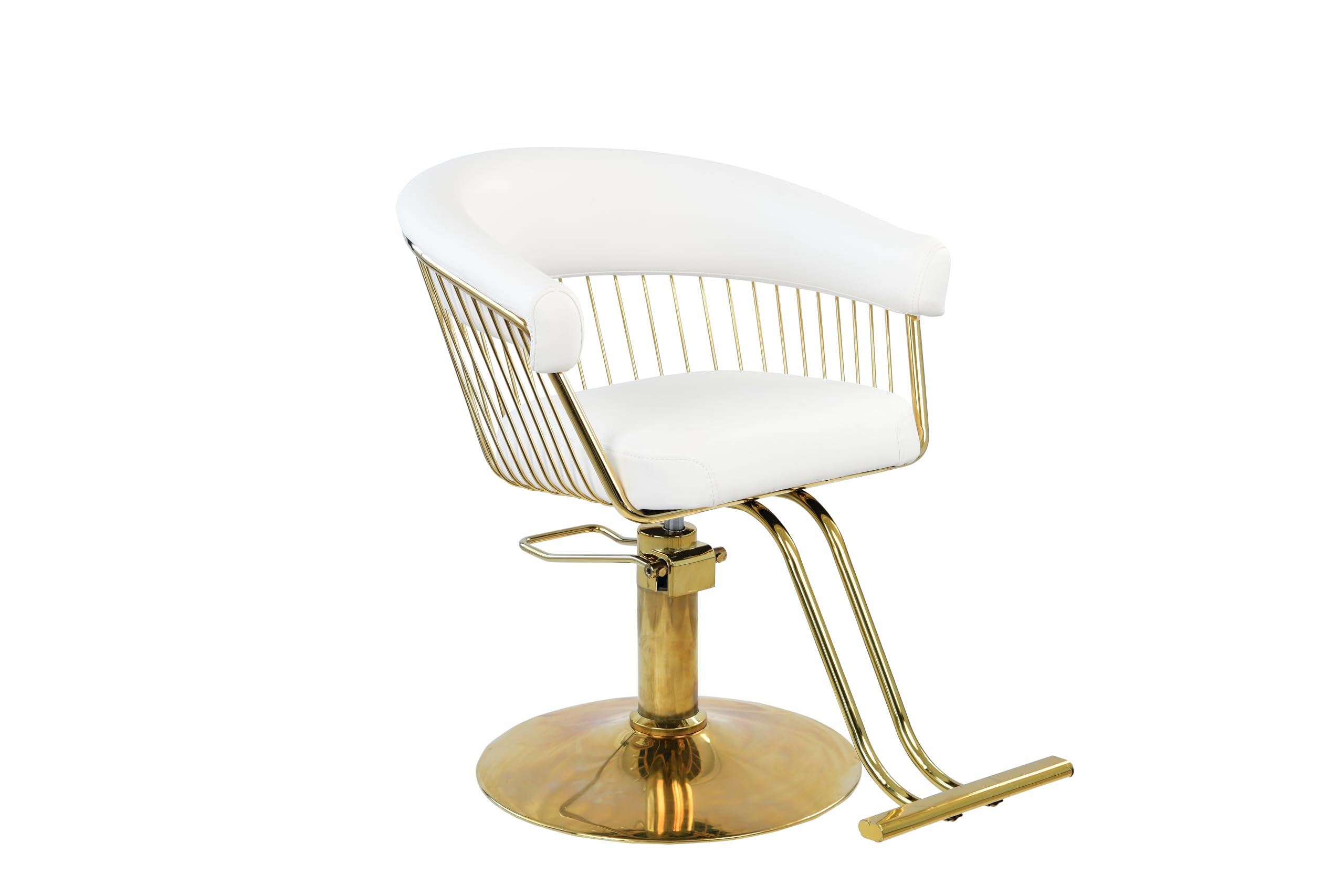 Friseurstuhl, höhenverstellbarer Barber 360° für Friseursalons zu Schönheitssalons, 64 x 48 x 80-95 cm, weiß