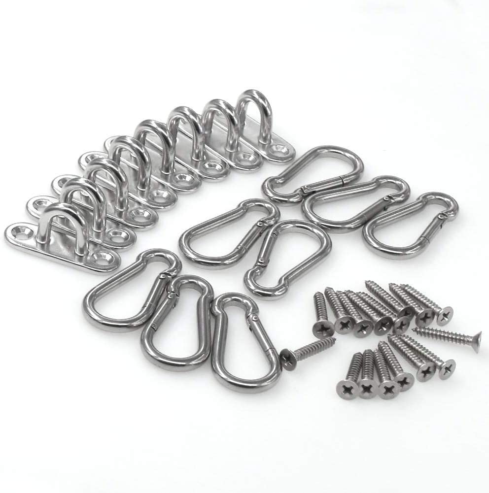Stainless Steel Hooks - Pad Eye Plates & Snap Hooks (8 Pack) -5 Stainless Steel Hooks - Pad Eye Plates & Snap Hooks (8 Pack) -5