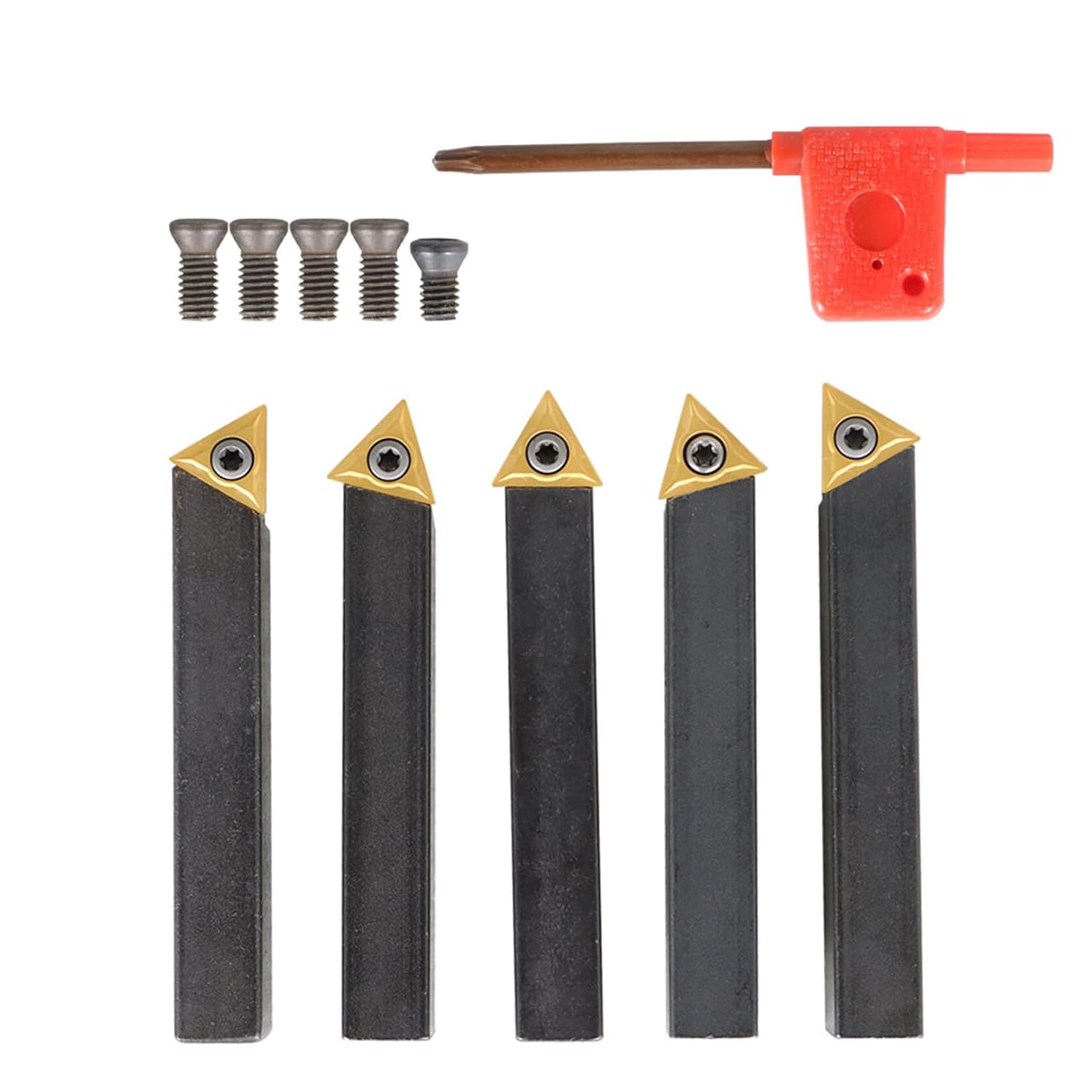 5PCS 1/2in Lathe Indexable Carbide Insert Turning Tool Bit Holder Kit