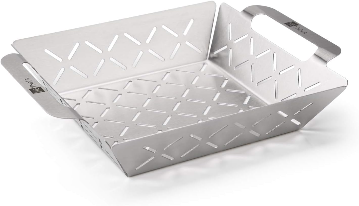 HEYNNA® Grillkorb Edelstahl/Gemüse Grillschale 22cm breit/Grillschale ...