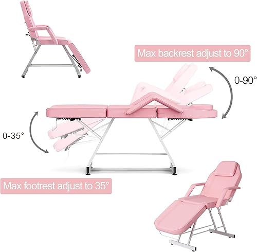 Miniatura 4 de Mesa de masaje para tatuajes, cama de spa facial ajustable con taburete hidráulico, cama de esteticista profesional para tratamiento de belleza,