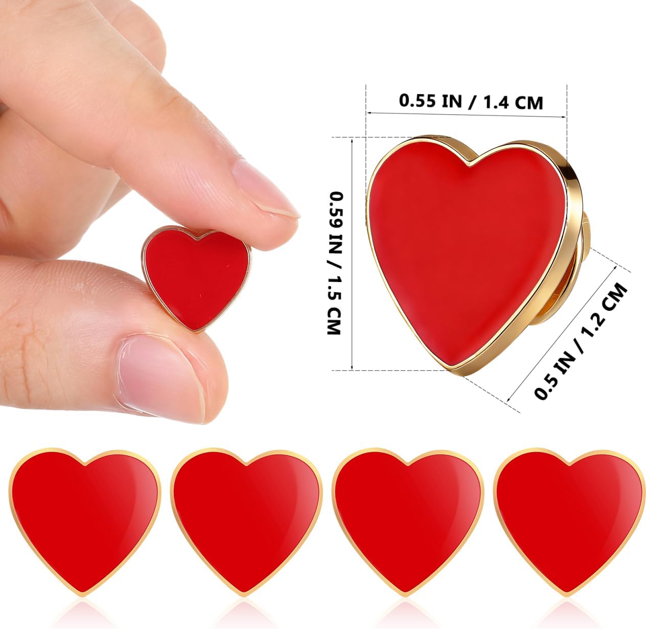 TOYANDONA 12pcs Red Heart Brooches - Valentine's Day Alloy Lapel Pins, Wedding Small Heart-shaped Brooch Party Favors for Women Costume Collar Scarf Bag Decor Accessory image 5
