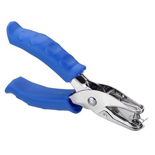 PATIKIL Perforadora de un solo agujero de 14 pulgadas, perforadora de mano con agarre suave de metal para etiquetas, manualidades, álbumes de