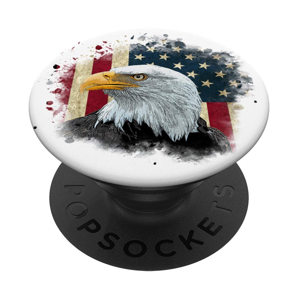 American flag with bald eagle patriotic gift idea PopSockets Swappable PopGrip