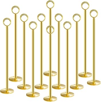 Urban Deco 12PK Table Number Holders Place Card Holders 12 Inch Table Card Holders Steel Card Holders for Photos, Food Signs, Memo Notes, Weddings, Restaurants, BirthdaysGold