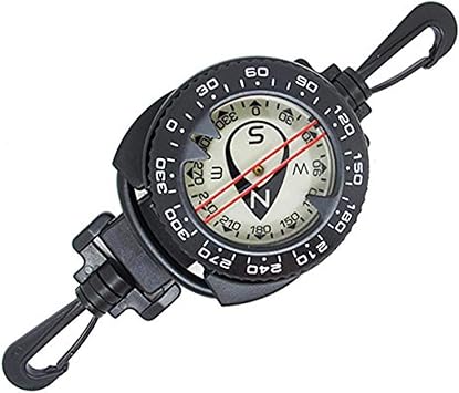Scuba Choice Diving Dive Compass with Retractable Clip Glow-in-the-Dark Compass, 7" to 31.5" Extendable Retractor, Perfect for BCD or Gear Attachment, Easy-to-Read Underwater Navigation Tool