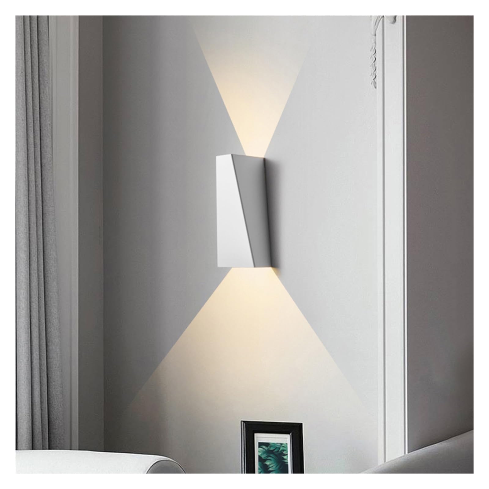 Kinkiet wewnętrzny LED Sypialnia Salon Dekoracja ścienna Światło w górę iw dół Aluminiowy kinkiet Nowoczesne kinkiety Jasne śWiatłA(Warm White,BLACK_12W)