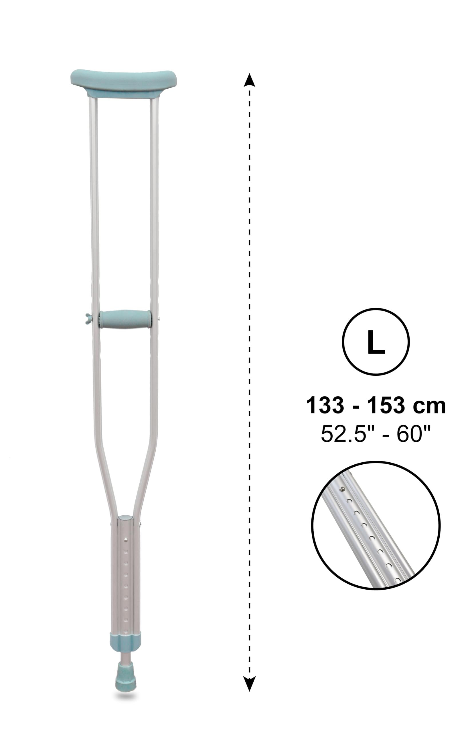 PEPE Mobility Muletas Axilares Adultos (x2 uds, TALLA L), Altura Regulable, Aluminio, Ortopédicas, Gris