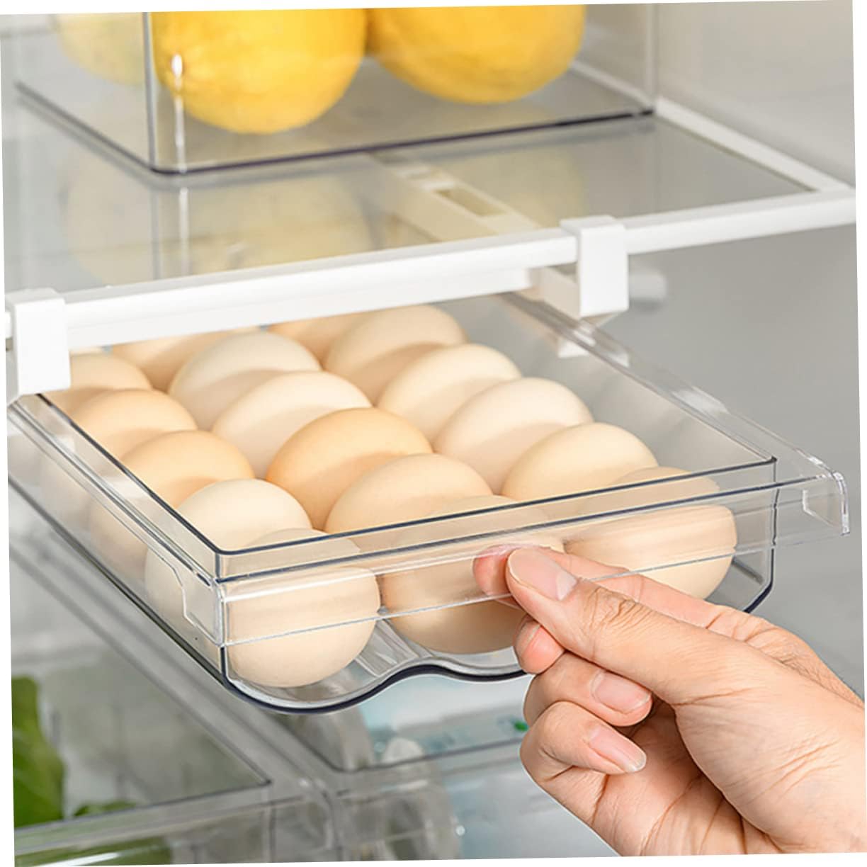 Generic 2pcs Refrigerator Drawer Storage Container Transparent Holder for Easy Access Space-saving Design for Kitchen Organization and Fresh Storage