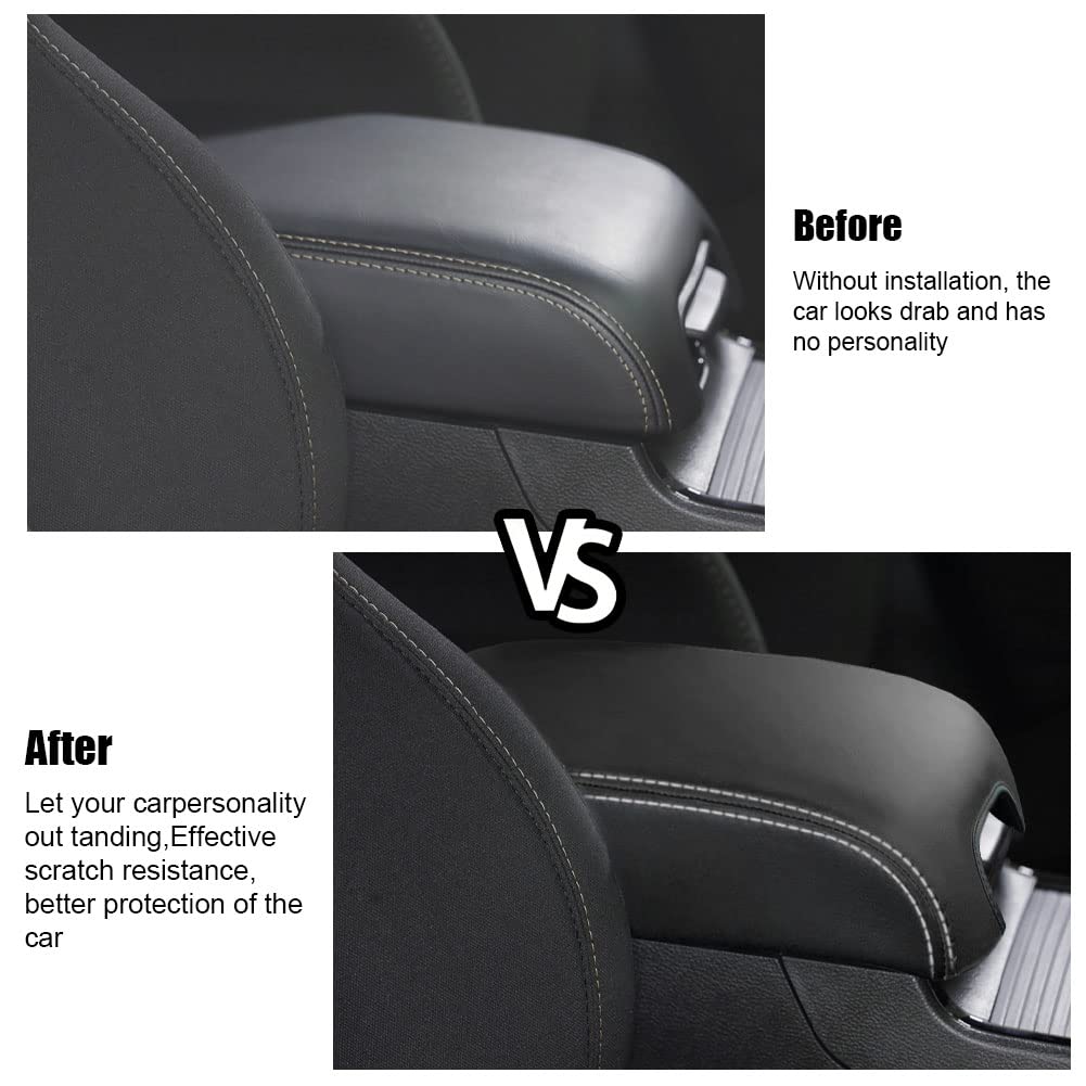 Black Leather Center Console Armrest Cover For Toyota 4Runner 2010-2024