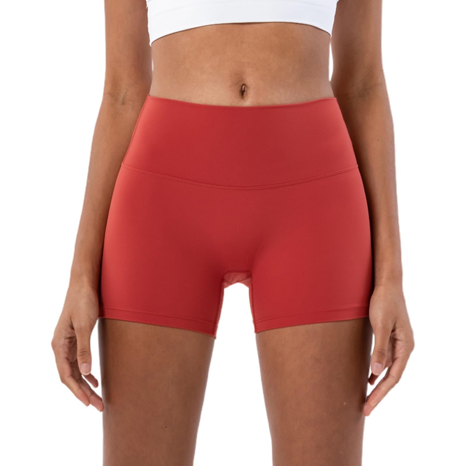 Yoga Seamless Active Shorts Butt Lifting Spandex Compression Tennis Shorts Frayed Comfortable Breathable Gym Short Red XL
