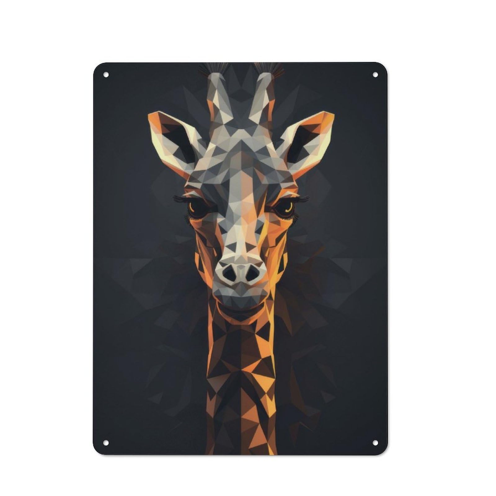 Junmoney Geometric Style Giraffe Rustic Metal Plaque 40X30cm For Guest Room Or Hallway, For Home Interiors, Feature Walls And Decorative Displays