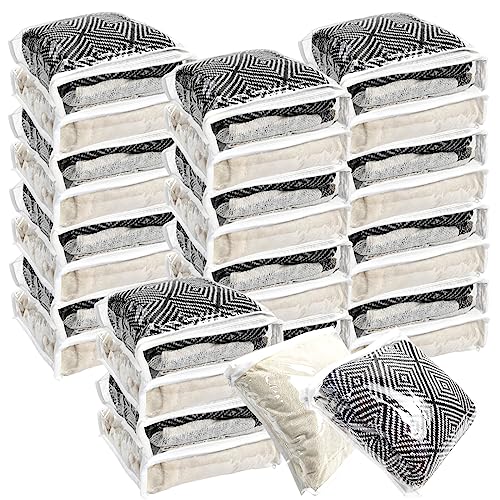 30Pcs Clear Vinyl Zippered Storage Bags - Blanket & Sweater Organizer, 10.5 x 10.5 x 2.5 Inch